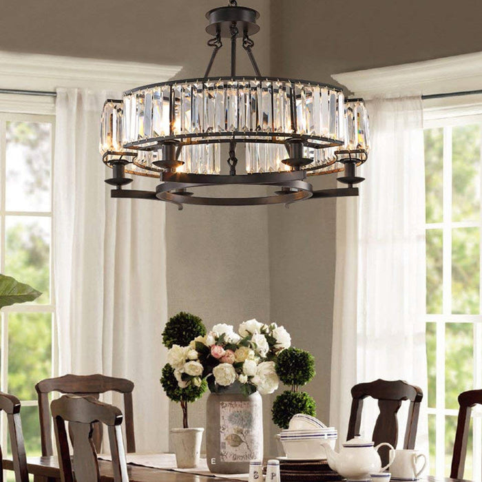 Round Modern Rustic Crystal Chandelier