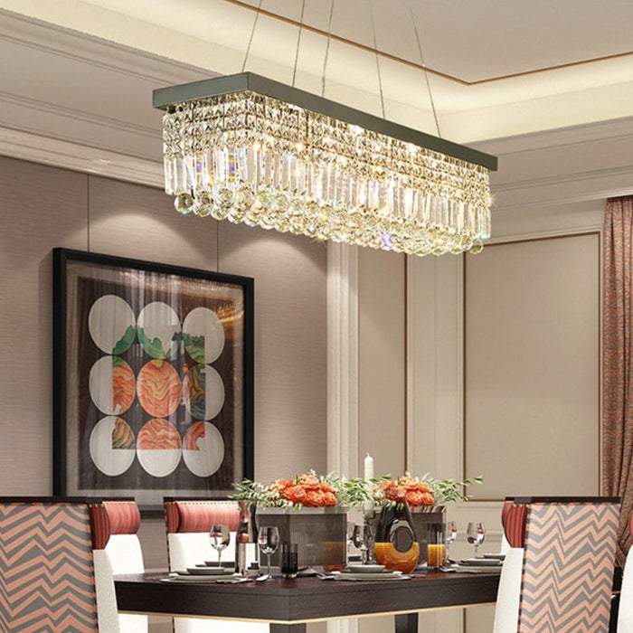 Rectangular Crystal Chandelier - Dining Room Crystal Chandeliers