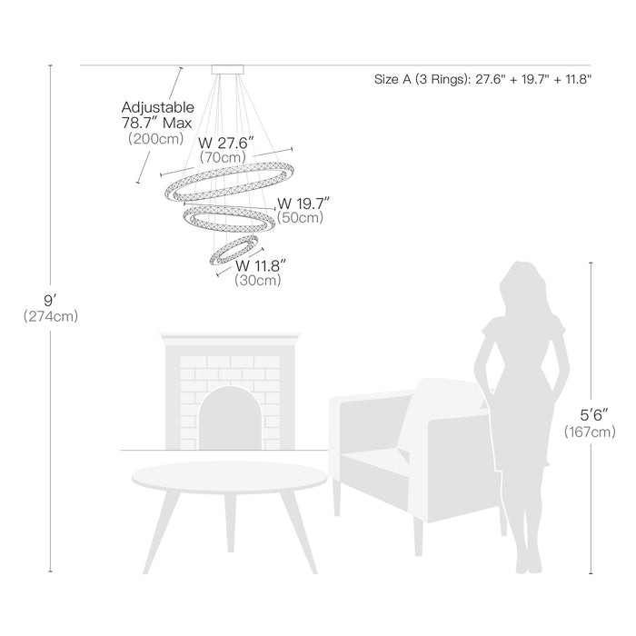 Crystal Ring Chandelier - Multi-Ring Choices