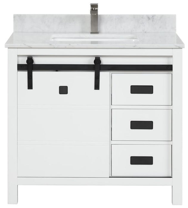 Venice White Bathroom Cabinet with Sliding Door