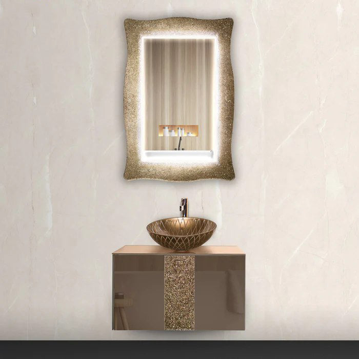 Luxury Crystal Glass Wallmount Bathroom Vanity | Bronze