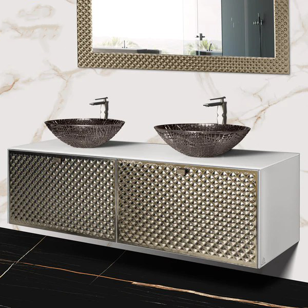 Lucent Luxury Crystal Silver Bronze Double Vanity