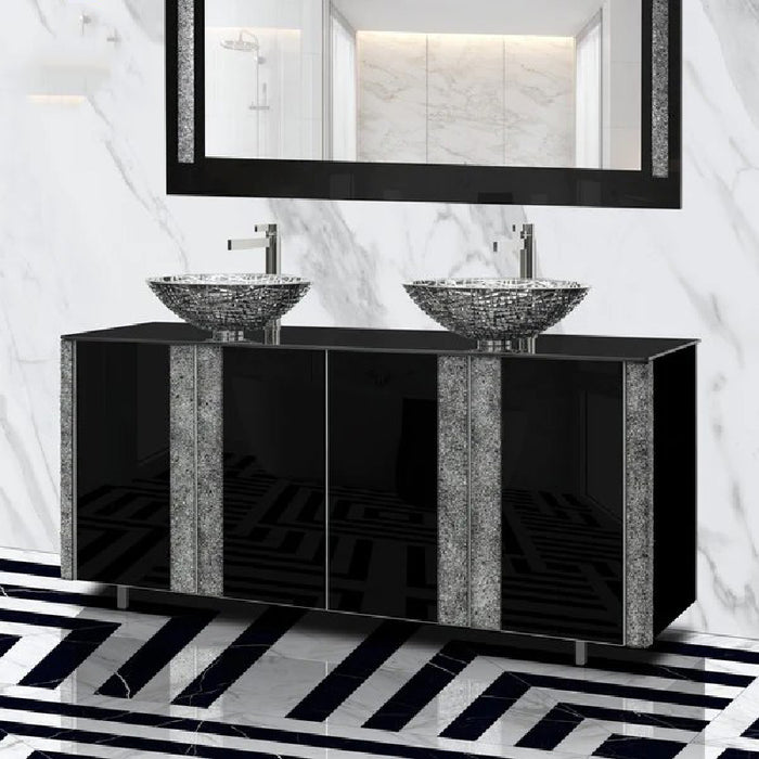 Lucent Luxury Crystal Silver Bronze Double Vanity