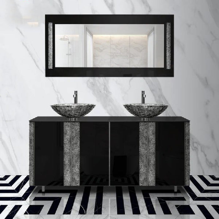 Lucent Luxury Crystal Silver Bronze Double Vanity