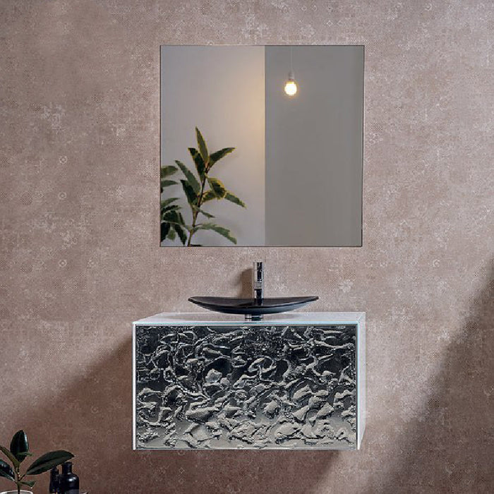 Lucent Luxury Crystal Wave Mirror Single Vanity