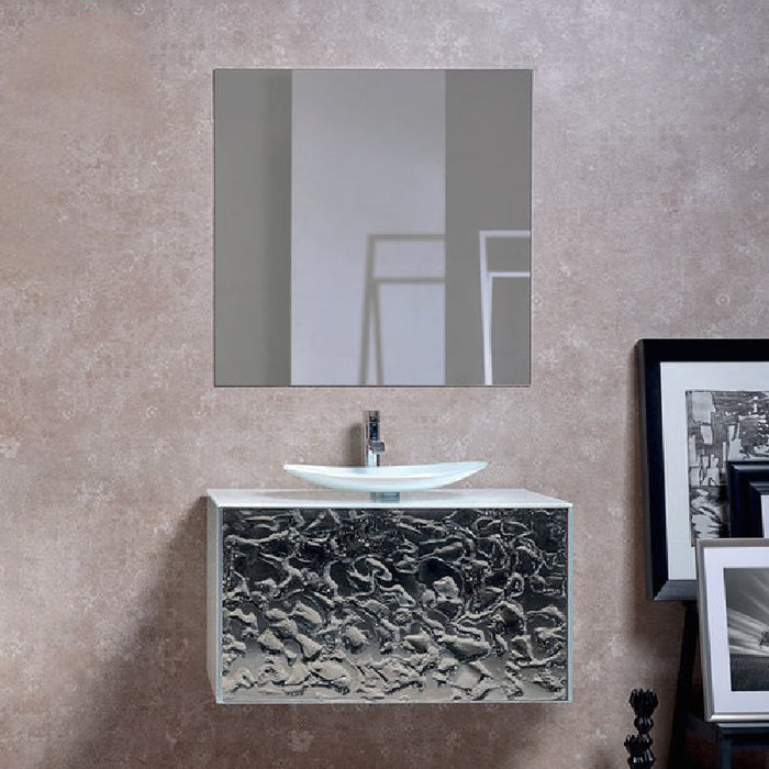 Lucent Luxury Crystal Wave Mirror Single Vanity