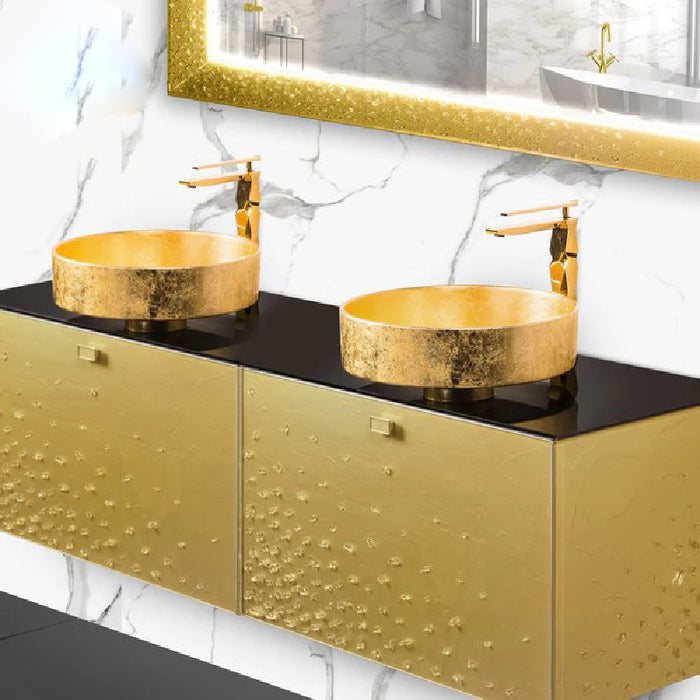 Luxury Crystal Glass Wallmount Bathroom Double Vanity