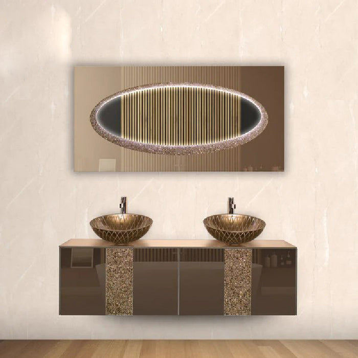 Luxury Crystal Glass Wallmount Bathroom Double Vanity | Bronze