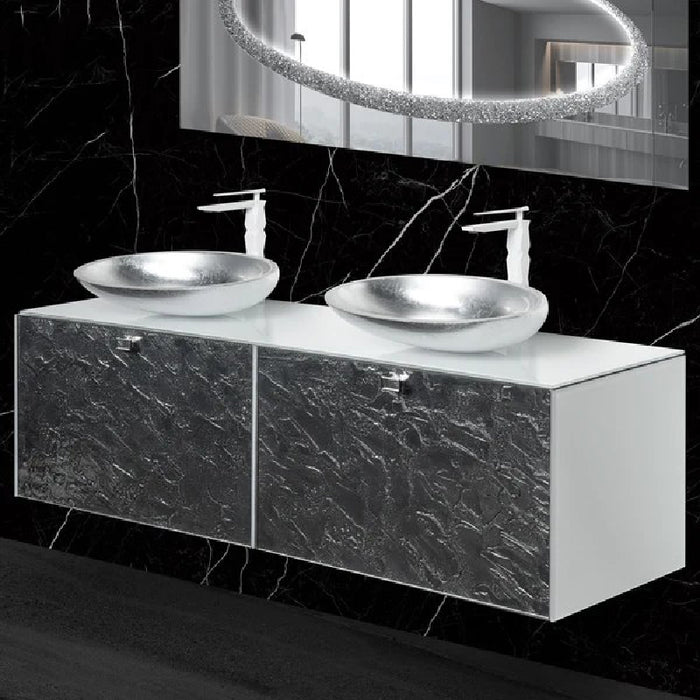 Luxury Murano Glass Wallmount Bathroom Double Vanity