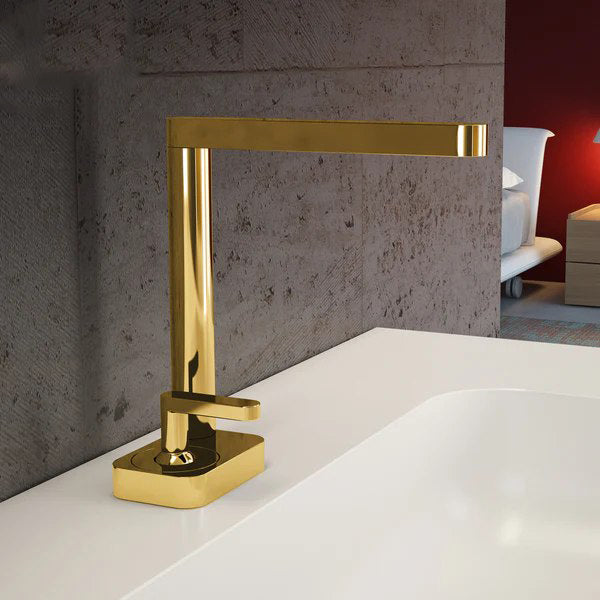 Modern Italian Bathroom Sink Faucet | Polished Gold